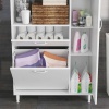 İLKİN 90x183 cm Kirli Çamaşır Sepetli Banyo Dolabı, Çok Amaçlı Sepetli Banyo Dolabı, Kirli Çamaşır Sepeti
