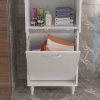 GAMZEM  50x140 cm Kirli Çamaşır Sepetli Banyo Dolabı