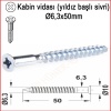 Metal Galvaniz Kabin vidası (yıldız başlı sivri) Ø6,3x50mm 100 Adet Kargo bedava