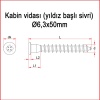 Metal Galvaniz Kabin vidası (yıldız başlı sivri) Ø6,3x50mm 100 Adet Kargo bedava