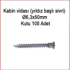 Metal Galvaniz Kabin vidası (yıldız başlı sivri) 06,3x50mm 100 Adet Kargo bedava