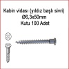 Metal Galvaniz Kabin vidası (yıldız başlı sivri) Ø6,3x50mm 100 Adet Kargo bedava