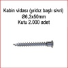 Metal Galvaniz Kabin vidası (yıldız başlı sivri) Ø6,3x50mm 1000 Adet Kargo bedava