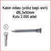 Metal Galvaniz Kabin vidası (yıldız başlı sivri) Ø6,3x50mm 1000 Adet Kargo bedava