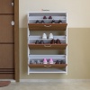 Modilayn MİHRA 72 X 112 X 25,5 cm Düşer Kapaklı 3 Katlı Ayakkabılık -Ceviz