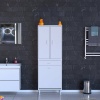 Modilayn YENİ AFRA 55x173x32,5 cm lik 1 Çekmece, 1 Göz Sepet, 2 Kapak, 8 Raf Dar Alan Banyo Dolabı