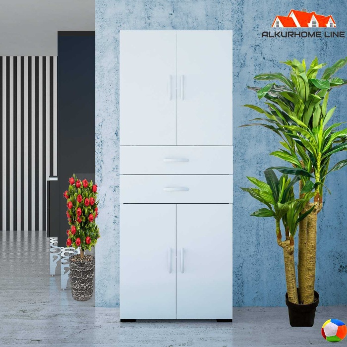 BADE 4 Kapak 2 Çekmeceli Dolap, Çok Amaçlı Dolap, Banyo Dolabı, Mutfak Dolabı