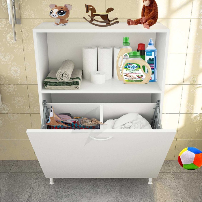 İLKBAHAR 75x100 cm 2 Sepetli Tek Gözlü Çok Amaçlı Dolap, Banyo Dolabı, Mutfak Dolabı