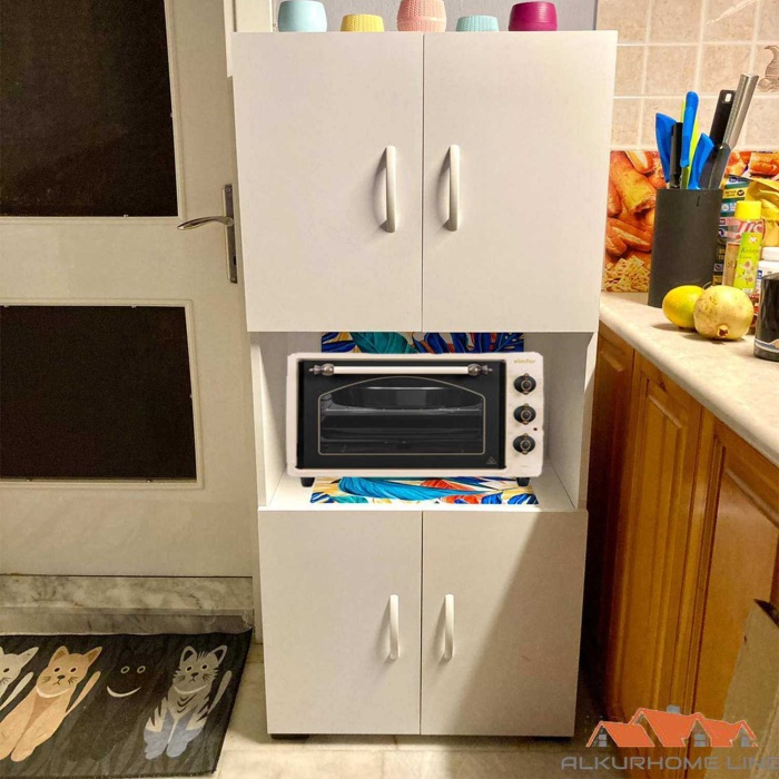 RÜÇHAN Fırın Gözlü 4 Kapaklı Çok Amaçlı Dolap, Mutfak Dolabı, Banyo Dolabı