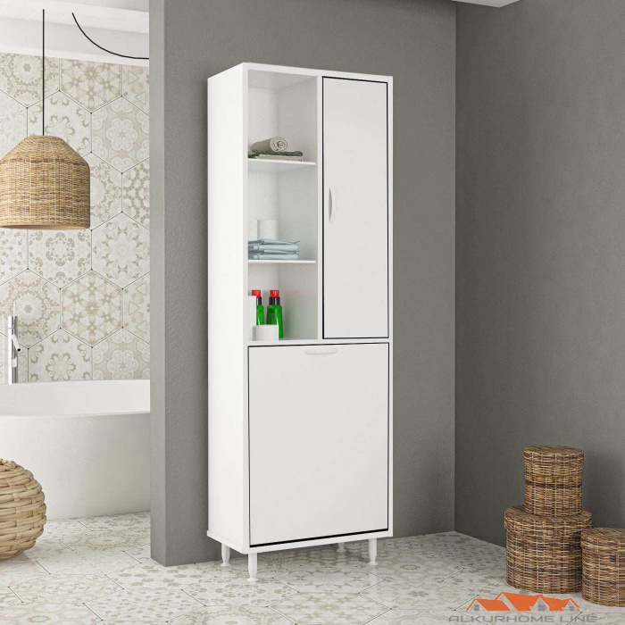 DİLSU 57x165 cm Kirli Çamaşır Sepetli Banyo Dolabı, Erzak Sepetli Mutfak Dolabı, Oyuncak Sepetli Çocuk Odası Dolabı