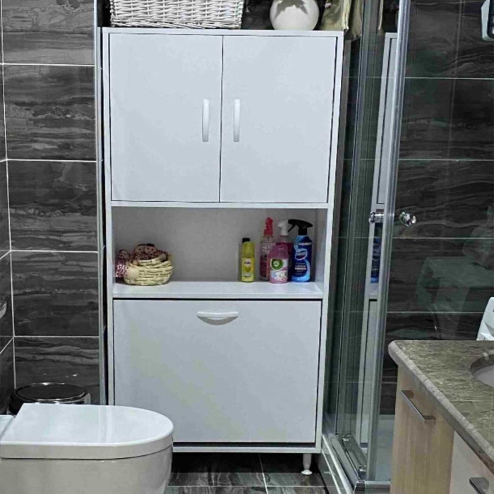 MODİLAYN IŞILTI 75x165 cm 2 Sepetli 2 Kapaklı Çok Amaçlı Dolap, Banyo Dolabı, Mutfak Dolabı