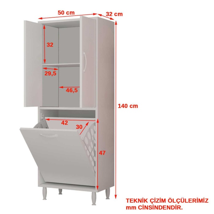 GAMZEM 50x140 cm Oyuncak Sepetli Çocuk Odası Dolabı