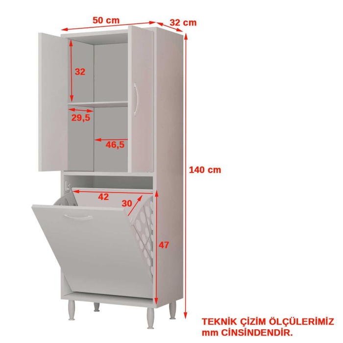 MODİLAYN GAMZEM 50x140 cm Oyuncak Sepetli Çocuk Odası Dolabı