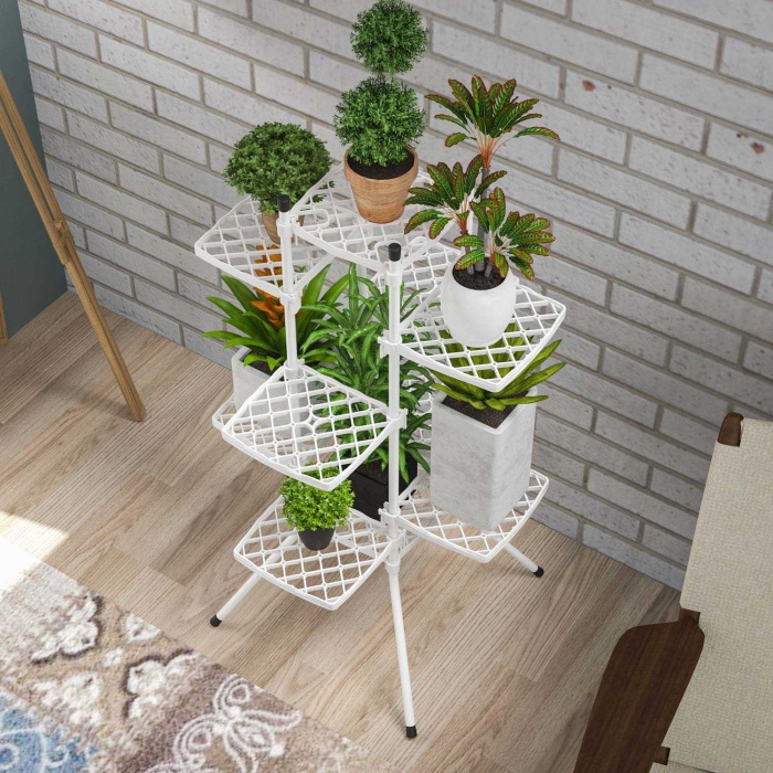 Çağla 10 Lu Çiçek Bahçesi Bitki Saksı Standı