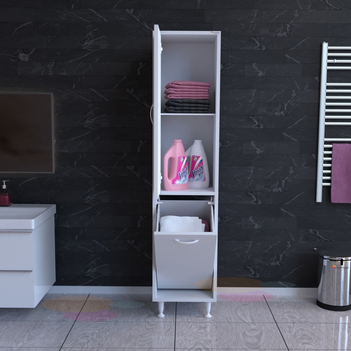 ALAÇATI 35x160 cm Erzak Sepetli Dolap, Banyo Düzenleyici Detarjan Temizlik Havlu Dolabı