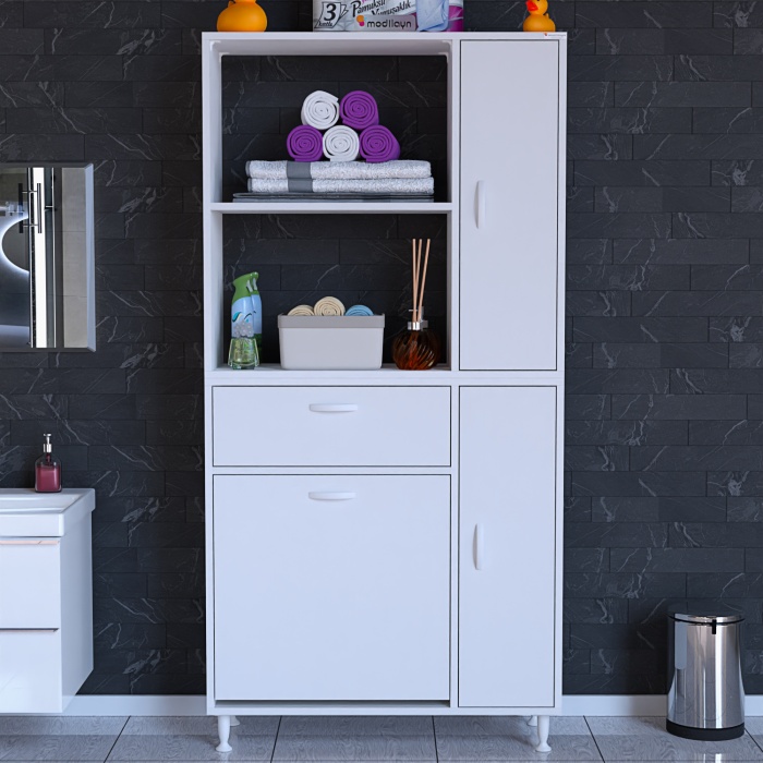 Modilayn MİS URLA YENİCE 90 x 183 x 31,5 cm Kirli Çamaşır Sepetli Banyo Dolabı