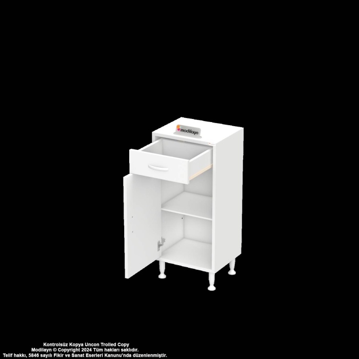 Modilayn EMİR 35 x 88 x 32,5 cm 1 Çekmece 1 Kapak 1 Raf 2 Bölme Çok Amaçlı Banyo & Mutfak Dolabı 