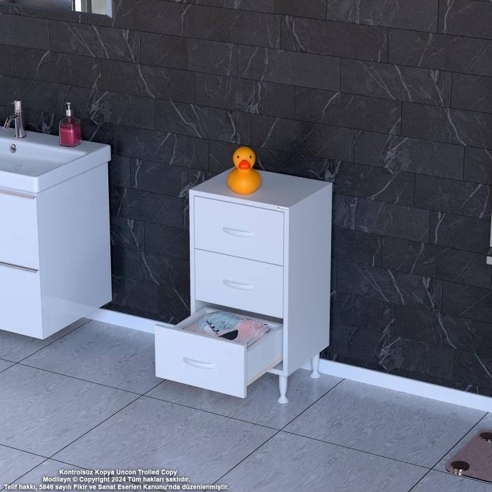 Modilayn SÖKE 3lü Çekmece Banyo Dolabı 50x75x32,5 cm’ lik Çok Yönlü Çekmecelerle Daha Düzenli