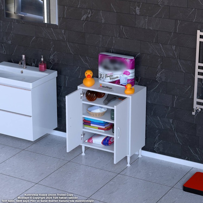 Modilayn SÖKE Küçük Alanlar İçin Akıllı Çözümler 60x75x32,5 cm’ lik 2 Kapaklı 4 Göz Raf Dolap