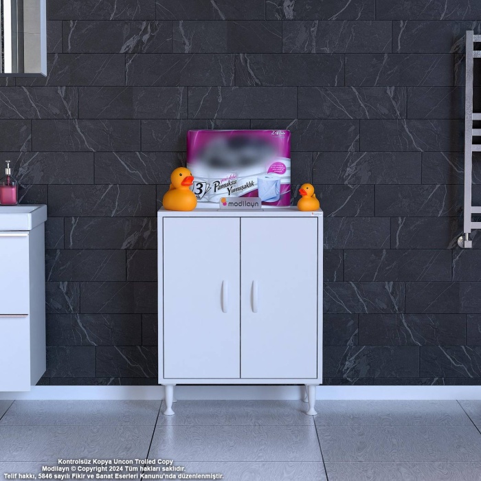 Modilayn SÖKE Küçük Alanlar İçin Akıllı Çözümler 60x75x32,5 cm’ lik 2 Kapaklı 4 Göz Raf Dolap
