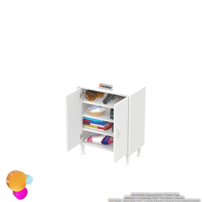 Modilayn SÖKE Küçük Alanlar İçin Akıllı Çözümler 60x75x32,5 cm’ lik 2 Kapaklı 4 Göz Raf Dolap