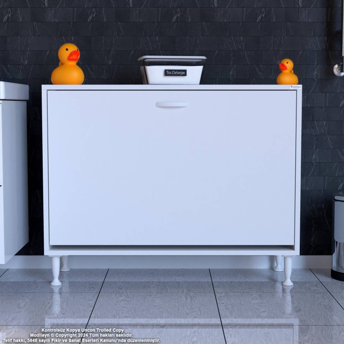 Modilayn SÖKE 95x75x32,5 cm lik Ultra Geniş 3 Çamaşır Sepet Hazneli Dolap Banyonuzun Yeni Gözdesi