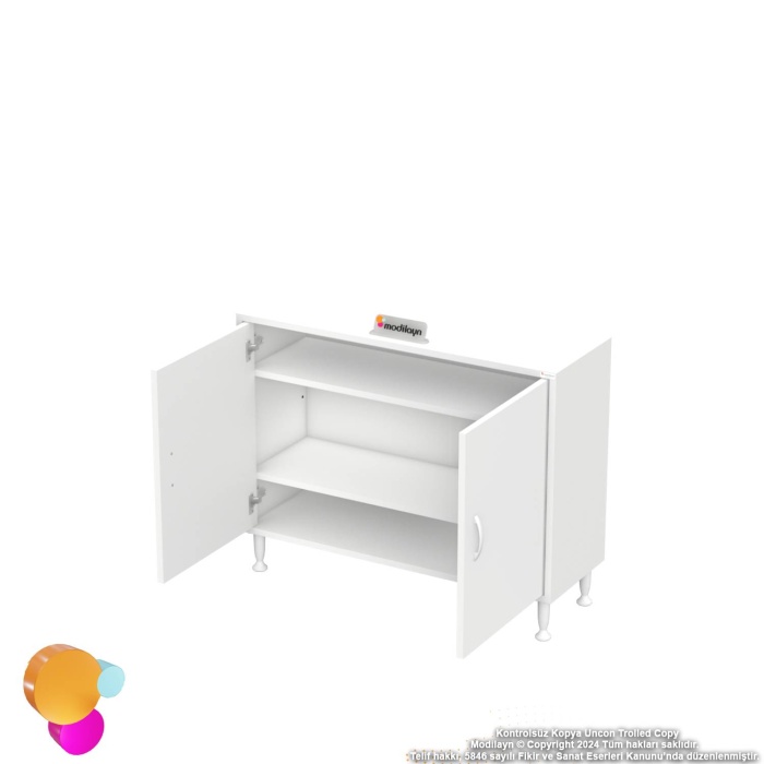 Modilayn SÖKE 95x75x32,5 cm’ lik Küçük Alanlar İçin Akıllı Çözümler 2 Kapaklı 4 Göz Raf Dolap