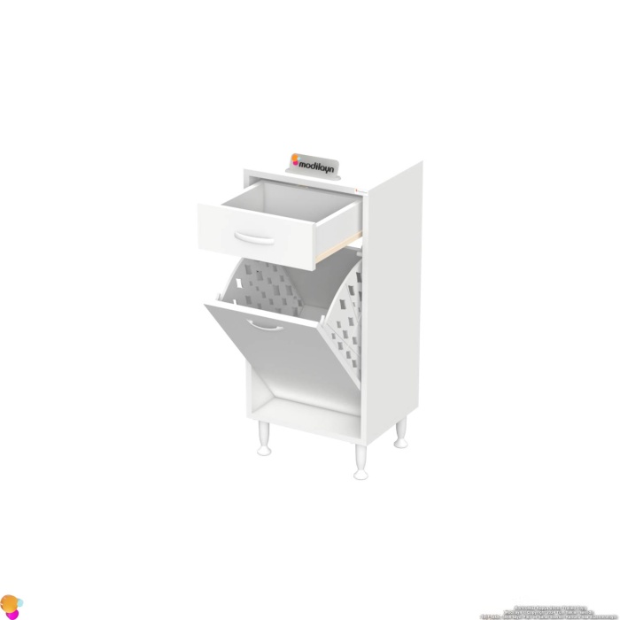 Modilayn MELİS 45x88x32,5 cm ÇEKMECELİ ÇAMAŞIR SEPETLİ BANYO DOLABI