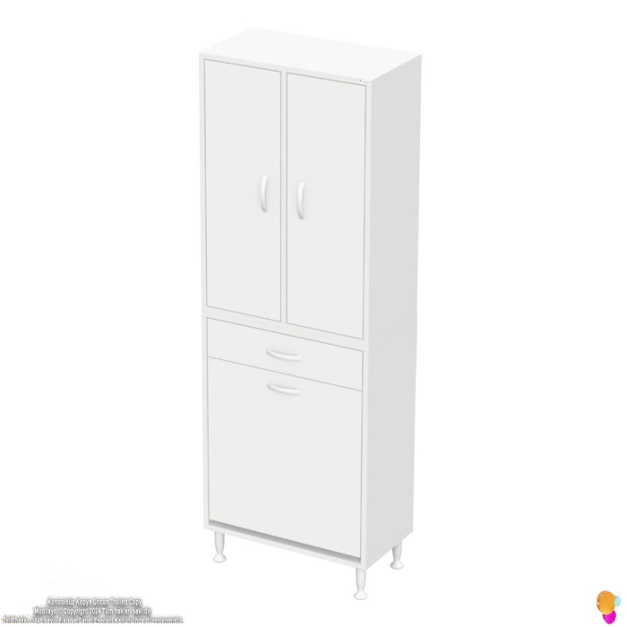 Modilayn YENİ AFRA 55x173x32,5 cm lik 1 Çekmece, 1 Göz Sepet, 2 Kapak, 8 Raf Dar Alan Banyo Dolabı