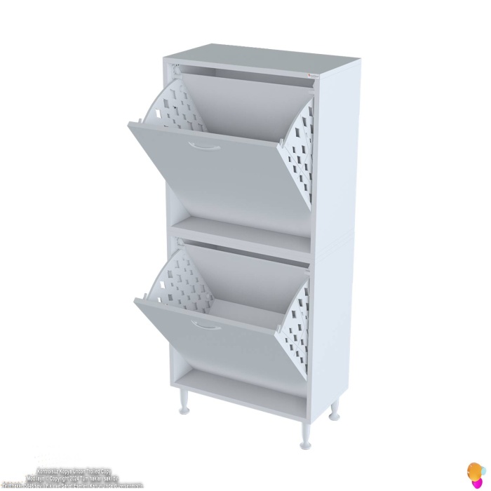 Modilayn İLKİM Modern Çamaşır Ünitesi, 60x138x32,5 cm Gizli 4 Göz Minimalist Akıllı Sepetli Dolap