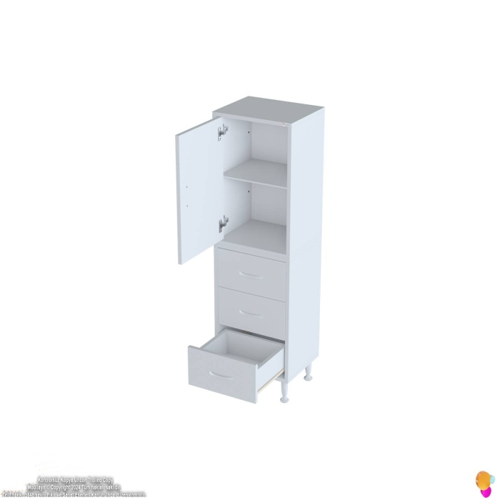 Modilayn İLKİM 40 x 138 x 32,5 cm lik Kapak İçi Çift Raflı ve 3 Çekmeceli Düzen Harikası Dolap