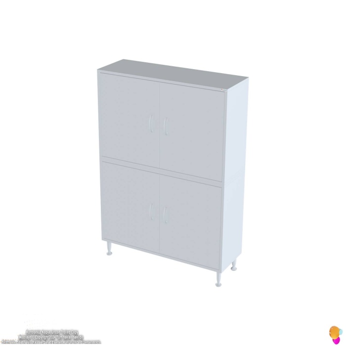 Modilayn OHBE 95x138x32,5 cm Ekstra Düzen İçin Kullanışlı 4 Kapak 4 Bölmeli Banyo Mutfak Dolabı