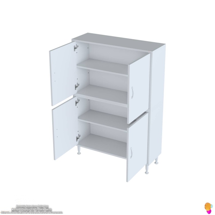 Modilayn OHBE 95x138x32,5 cm Ekstra Düzen İçin Kullanışlı 4 Kapak 4 Bölmeli Banyo Mutfak Dolabı