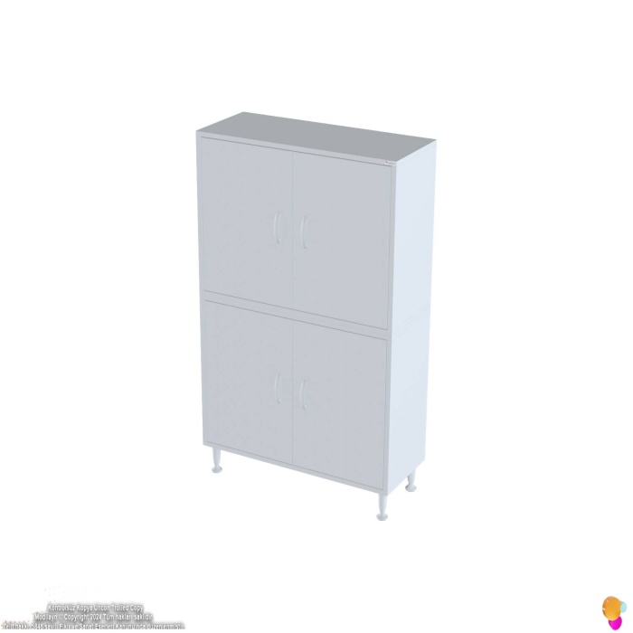 Modilayn OHBE 85x138x32,5 cm Ekstra Düzen İçin Kullanışlı 4 Kapak 4 Bölmeli Banyo Mutfak Dolabı