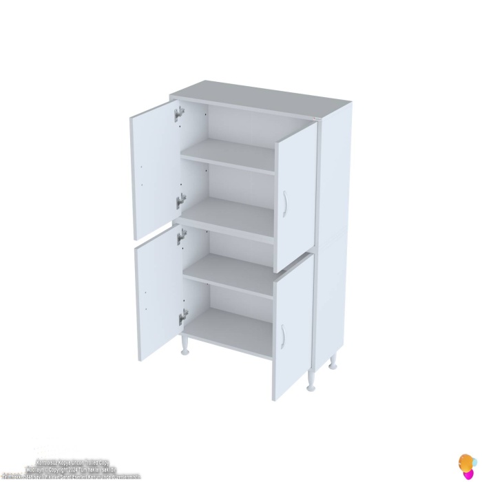 Modilayn OHBE 85x138x32,5 cm Ekstra Düzen İçin Kullanışlı 4 Kapak 4 Bölmeli Banyo Mutfak Dolabı