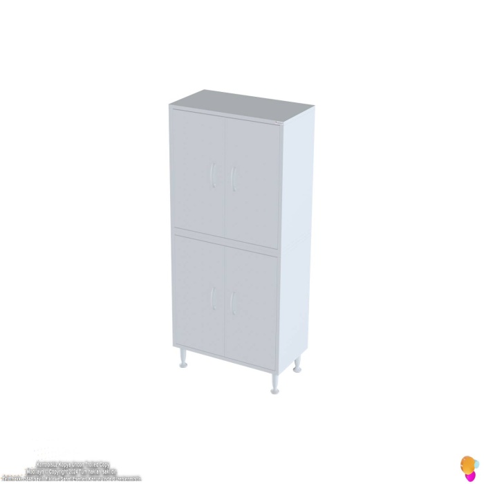 Modilayn OHBE 65x138x32,5 cm Ekstra Düzen İçin Kullanışlı 4 Kapak 4 Bölmeli Banyo Mutfak Dolabı