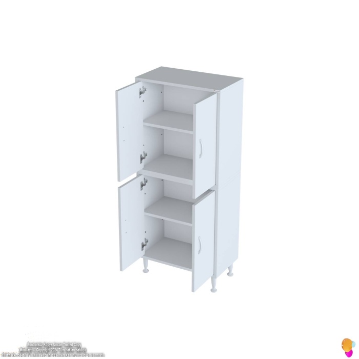 Modilayn OHBE 65x138x32,5 cm Ekstra Düzen İçin Kullanışlı 4 Kapak 4 Bölmeli Banyo Mutfak Dolabı