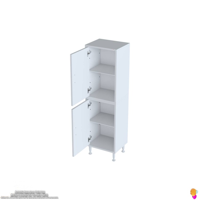 Modilayn OHBE 50x138x32,5 cm Ekstra Düzen İçin Kullanışlı 4 Kapak 4 Bölmeli Banyo Mutfak Dolabı