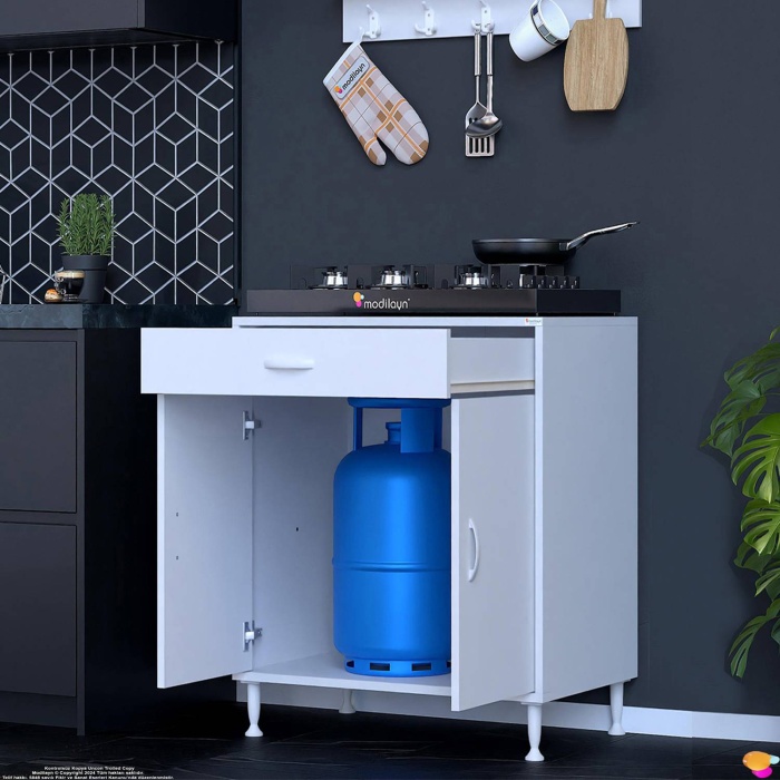 Modilayn DOQU XXXL Set Ocak Altı Dolap 80x88x56 cm Ölçülerinde 2 Kapaklı ve 1 Gözlü Tüp Bölmelidir