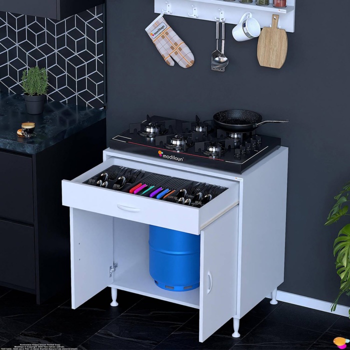 Modilayn DOQU XXXL Set Ocak Altı Dolap 80x88x56 cm Ölçülerinde 2 Kapaklı ve 1 Gözlü Tüp Bölmelidir