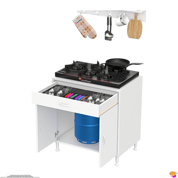 Modilayn DOQU XXXL Set Ocak Altı Dolap 80x88x56 cm Ölçülerinde 2 Kapaklı ve 1 Gözlü Tüp Bölmelidir