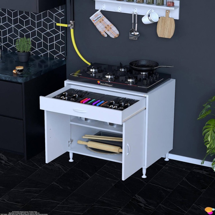 Modilayn DOQU XXXL Set Ocak Altı Dolabı 80x88x56 cm Boyutlarında 2 Kapak 1 Raf ve 2 Göz Bölmelidir