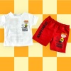 Erkek Çocuk Yazlık Takım | Beyaz Tshirt & Kırmızı Şort | 12 -24 Ay