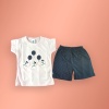 Kız Çocuk Yazlık Pembe Pamuklu Likralı Şortlu Pijama Takımı 2-6 Yaş Uyku Seti