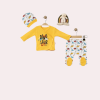 Dinozor Baskılı Bebek Zıbın Takımı - Sarı Renk - 0-3 Ay - Pamuklu Malzemeli - Sevimli Erkek Bebek Giysileri