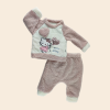 Hello Kitty Baskılı Kız Bebek Takım - Pudra Renkli - 6-9-12-18 Ay - Pamuk Sweatshirt ve Alt Pantolon