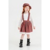 Kız Çocuk Elbise | Ekoseli | Kırmızı & Beyaz | 2 - 5 Yaş | Salopet Elbise