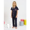 Kız Çocuk Pijama Takımı -  Önden Düğmeli Pijama Takımı | 4-7 Yaş | Siyah