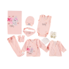 Kız Bebek 10lu Hastane Çıkışı - Pembe - Kalpli Tavşan Desenli Pembe Renk - 10 Lu Paket