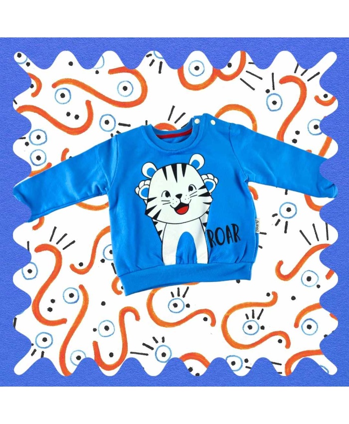 Erkek Bebek Kedi Desenli Sweatshirt Seti - 2li Paket - 6-9-12-18-24 Ay - Uzun Kollu - Sevimli Kedi Tasarımı - Konforlu ve Şık - Pamuklu Erkek Bebek Sweatshirt